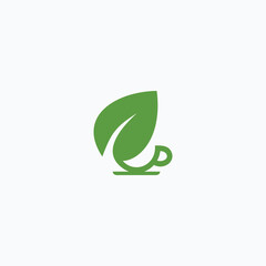 logo design flat icon drinking tea in a cup