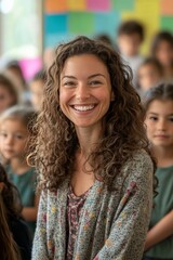 A teacher greeting their new class, ready to inspire and teach. The year ahead is filled with opportunity