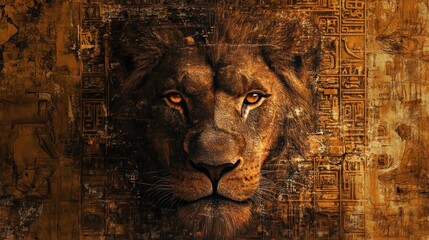 Majestic Lion: An Ancient Egyptian Fusion