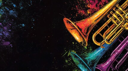 Rainbow Splatter with Brass Instruments