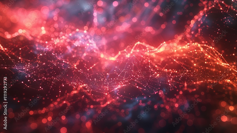 Poster abstract background with a network grid and particles connected