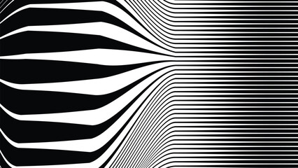 Black and white stripes with liquify lines abstract background for backdrop or fabric style