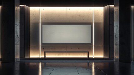 Obraz premium Contemporary Architectural Hallway with Minimalistic Design and Elegant Lighting Creating a Sophisticated Urban Interior Ambience