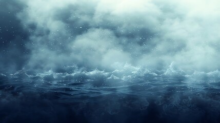 Obraz premium Stormy sea at night with dark clouds and waves.