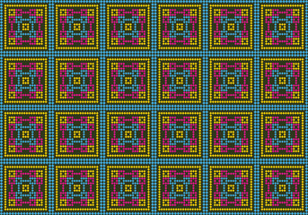 Seamless pixel and zigzag geometric pattern design.