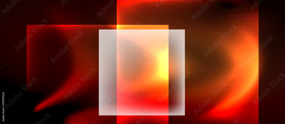 Poster glass squares with neon shiny light abstract background