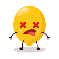 cute fainted expression of yellow balloon cartoon character