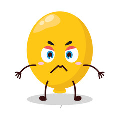 cute irritated expression of yellow balloon cartoon character