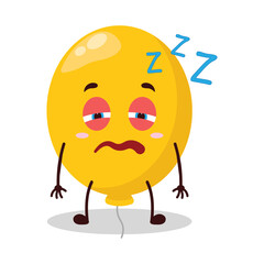 cute sleepy expression of yellow balloon cartoon character