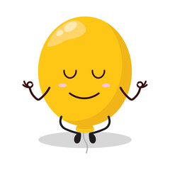 cute yoga expression of yellow balloon cartoon character