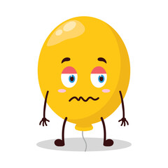 cute grumpy expression of yellow balloon cartoon character