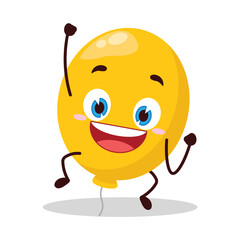 cute hurray victory expression of yellow balloon cartoon character