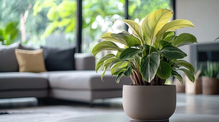 philodendron billietiae plant with stunning in a sleek, modern living