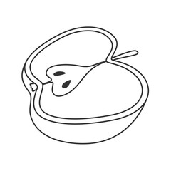 Outline apple fruit icon in hand drawn doodle style. Ideal for recipe illustrations