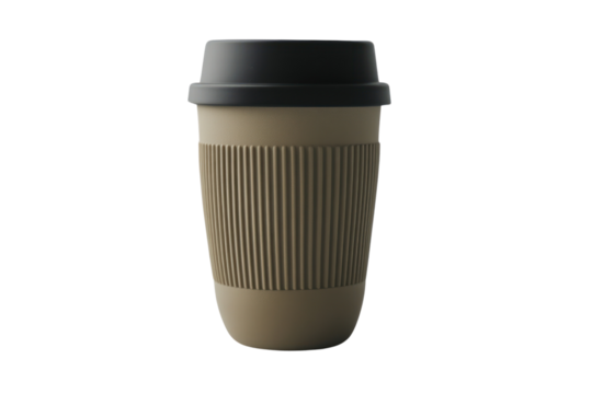 Portable coffee cup for travel, spill-proof and insulated for the perfect brew on the go isolated on transparent and white background.PNG image