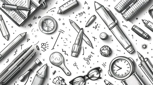 Draw a hand drawn different shapes sketch with pencil colors, school colored and home work practice.