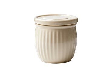 Creamy White Ceramic Jar with Lid: A simple yet elegant ceramic jar with a lid, perfect for storing spices, tea, or other small items. The ribbed design adds texture and visual interest.