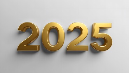 Happy New Year 2025, Beautiful 2025 Numbers Made of Luxury Golden on a White Background. High Quality Image for Websites, Backgrounds, Posters, and More.
