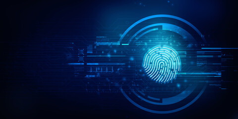 2d Illustration Fingerprint Scanning Technology Concept 
