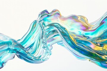 Obraz premium Abstract Liquid Swirl in Teal, Aqua, and Iridescent Colors