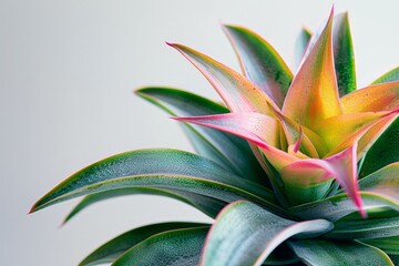 Fototapeta premium Close-up of a vibrant Bromeliad plant with colorful leaves