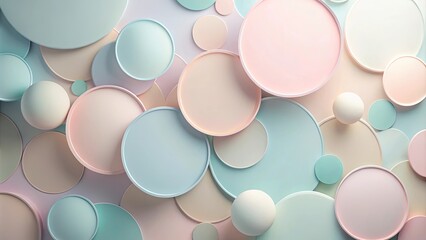 Abstract Pastel Shapes Background Featuring Overlapping Circles and Spheres