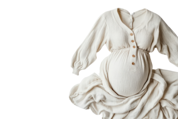 Maternity clothes designed for comfort, supporting changing bodies isolated on transparent and white background.PNG image