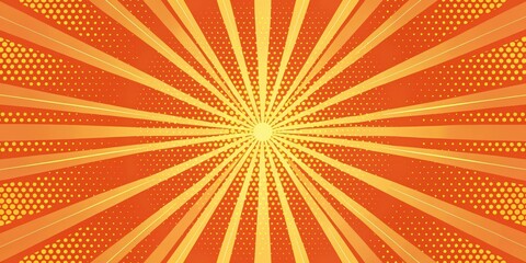 Fototapeta premium Abstract Sunburst Design with Orange and Yellow Hues and Dotted Pattern