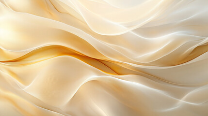 Obraz premium Soft flowing silk texture in cream and gold tones creating an elegant appearance with copy space