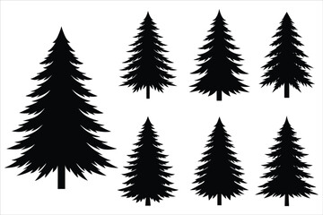 Black Pine Tree Vector Silhouette for Nature Art
