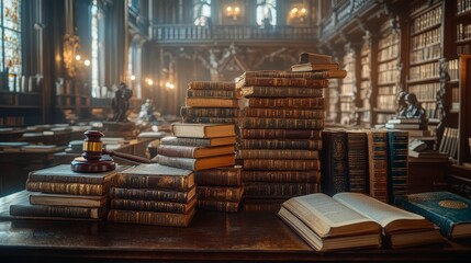 Antique Books Gavel Law Library Justice Legal Research Knowledge Wisdom History Education Study