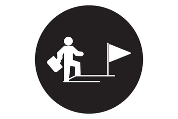 Successful Businessman a Man Champion Standing on Podium, Star Achiever Silhouette Icon Symbol