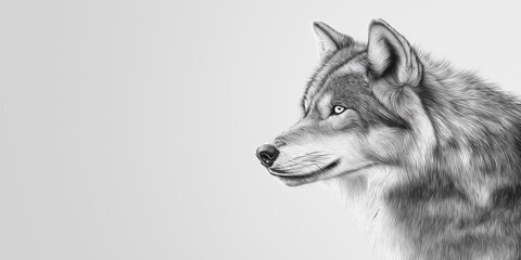 Fototapeta premium Studio photo of a wolf isolated against a white background. Wildlife and conservation concept, space for copy.