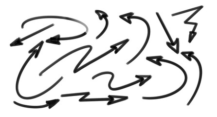 collection of black arrow marker scribbles