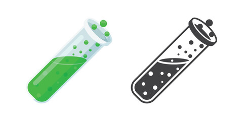 Science lab bottle icon in flat style. Laboratory glassware equipment vector illustration on isolated background. Test tube sign business concept.