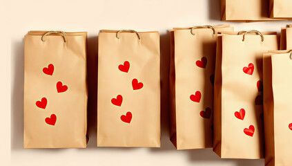 Kraft heart bag. Generative AI