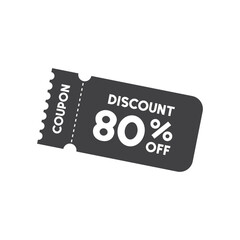 Gift voucher icon in flat style. 80% discount vector illustration on isolated background. Promotion coupon sign business concept.
