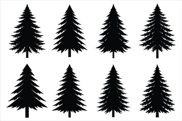 Black Pine Tree Vector Silhouette for Nature Art
