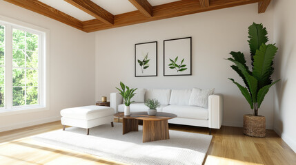 Fototapeta premium Vintage-inspired living room, expansive layout, elegant furnishings, inviting atmosphere, ideal for creative text placement, ultra HD quality