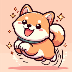 Adorable Cartoon Dog Leaping with Joyful Expression. Dog Vector.