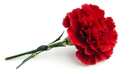 rich red carnation isolated on white background