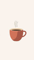 Obraz premium Minimalist steaming coffee cup illustration.