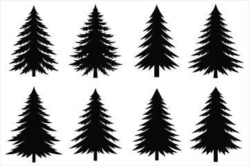 Black Pine Tree Vector Silhouette for Nature Art
