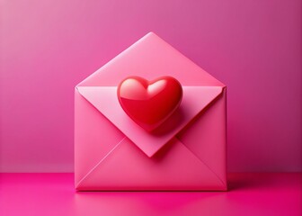 3D Open Envelope Heart Mail - Romantic Wedding Valentine's Day