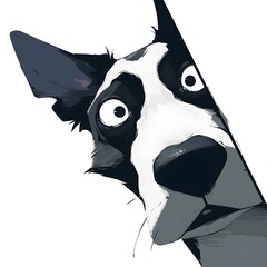 Fototapeta premium Dog in black and white tatoo image illustration close up,generation AI