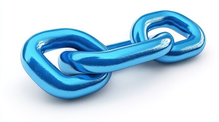 Obraz premium Blue Metal Chain Links Connection Teamwork Security Strength