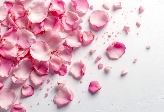 blurred pink rose petals on white backgrounds. valentine

