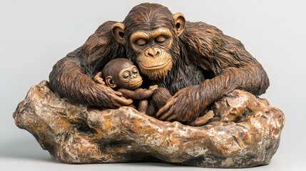 Motherly Love: A Chimpanzee Protecting her Young
