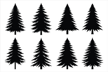 Black Pine Tree Vector Silhouette for Nature Art
