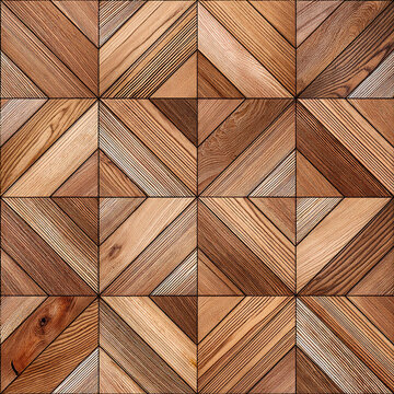 Wood texture background. Rough seamless parquet floor with geometric pattern. Old wooden planks.